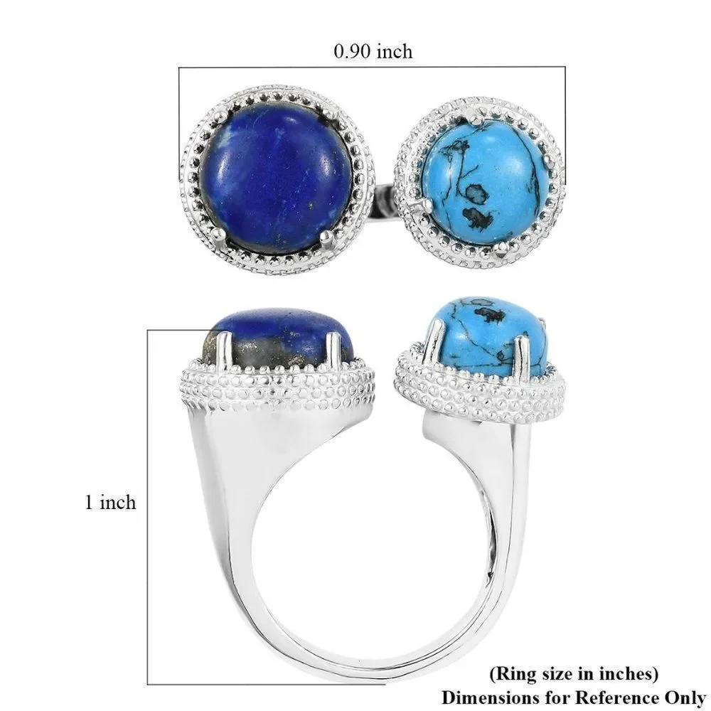Lapis Lazuli and Blue Howlite Open Band Ring in Platinum Bond 6.25 ctw